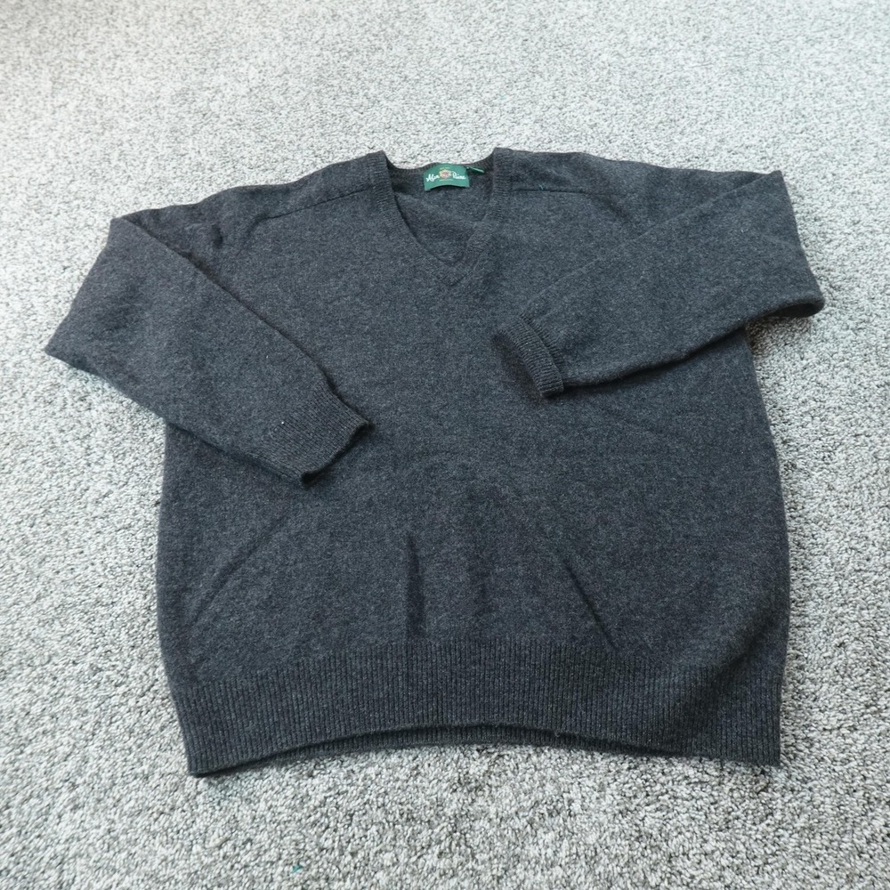 Alan Paine Sweater Mens EU 56 US XL Gray Lambswool V Neck Knit Pullover Soft